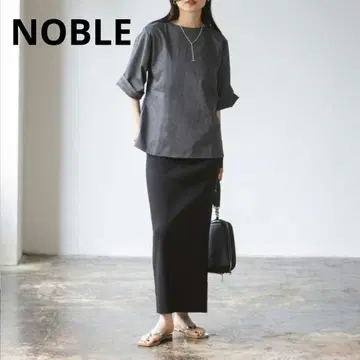 2024 NOBLE 물결 골지 타이트 스커트 40 M L 블랙 일본제