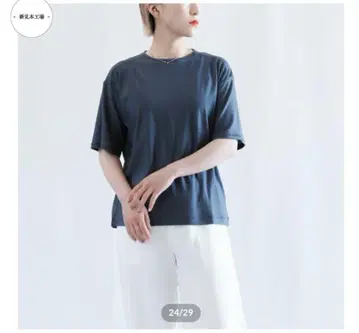 신미모토 공장 히츠지 T셔츠 숏/s [메리노울] 아쉬 블루