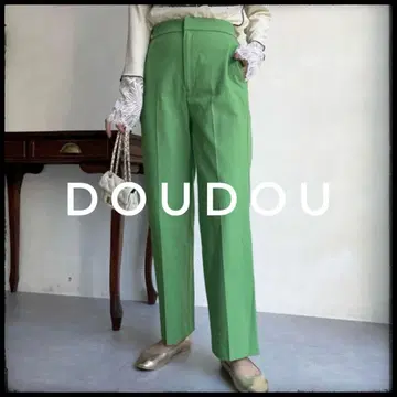 DOUDOU 그린 와이드 팬츠