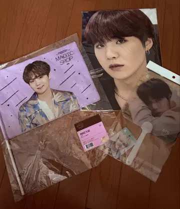 BTS 윤기 프리미엄 사진 & 플래그 & 부채 세트