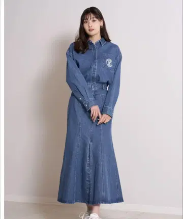 하립투 데님 셔츠 짙은 블루