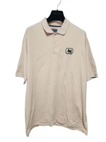 WU-WEAR 36 브라운 라이온 자수 패치 반팔 피케 셔츠