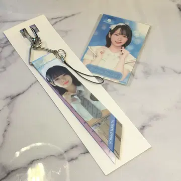 AKB48 18기 네이비 메시지 리본 키링 + 스티커 나리타 카 히나