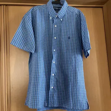 Ralph Lauren Greggor 반팔 셔츠 블루 계열 체크 M