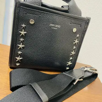 JIMMY CHOO 블랙 가죽 백 스타 스터드 장식