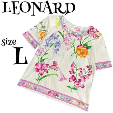 [ 인기 ] 레오나르 LEONARD 꽃무늬 반팔 블라우스 티셔츠 트림
