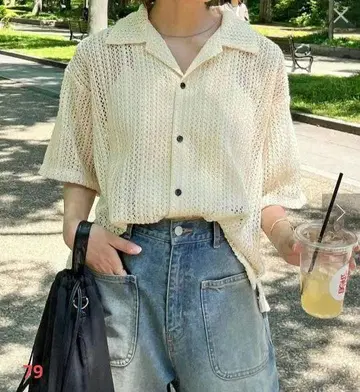 CPCM 모듬 레이스 반팔 셔츠 니트 셔츠 반팔