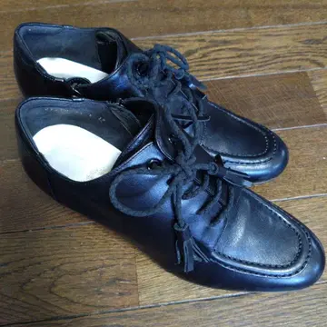 요시노야 가죽 블랙 레이스업 부티 23.5cm