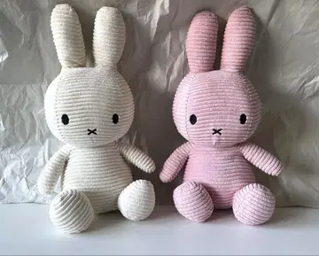 미피 코듀로이 봉제 인형 33cm 화이트, 라이트 핑크
