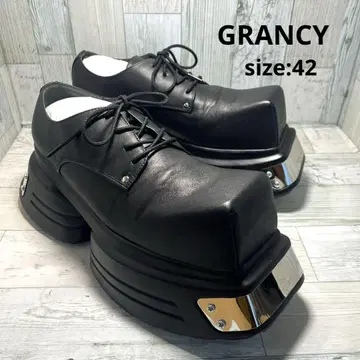 GRANCY 메탈 플레이트 가죽 신발 블랙 남성용 42