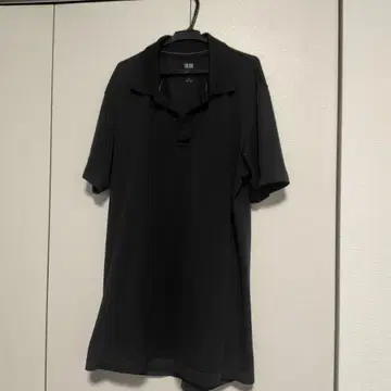 블랙 피케 셔츠 L 사이즈 반팔 유니클로