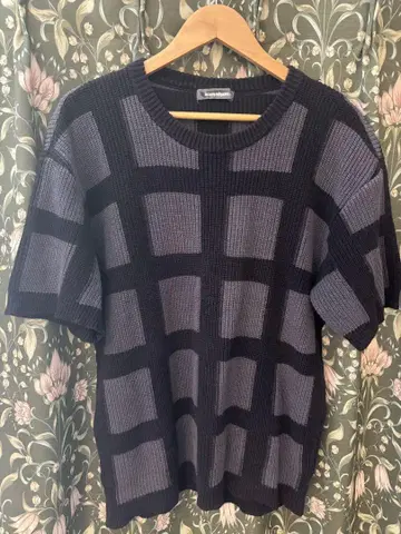 Isseymiyake 체크 무늬 리브 스웨터 M