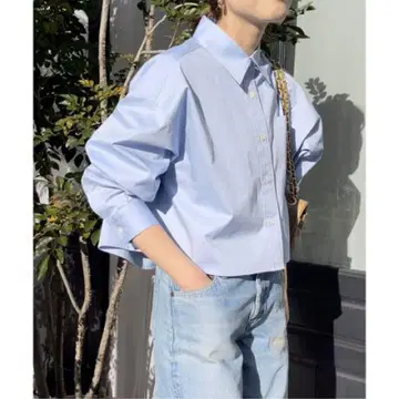Spick & Span 크롭 셔츠 색스 블루