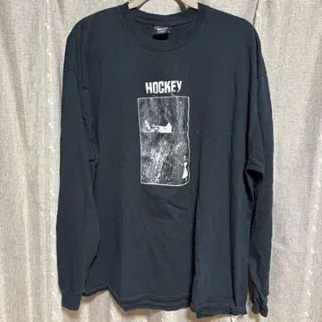 y062830 하키 롱T 티셔츠 블랙 로고 XXL
