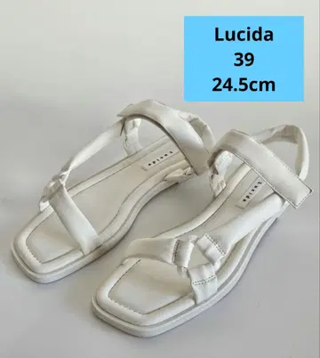 Lucida 화이트 스트랩 샌들 플랫 밑창 39(24.5)