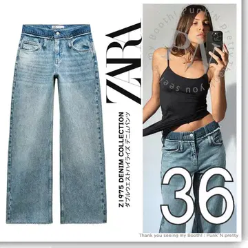 새상품 ZARA Z1975 더블 허리 밴딩 하이라이즈 데님 팬츠 36