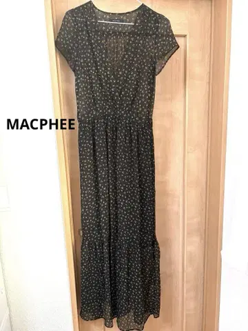 MACPHEE 시스루 반팔 롱 원피스 미니 꽃무늬 일본제 size36