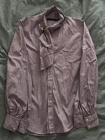 Ralph Lauren 보타이 셔츠 S/34 보라색과 화이트 스트라이프