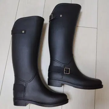 Fin 사이드 벨트 롱 레인부츠 블랙 장화 버클 포함 24cm