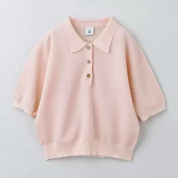 택 포함 새상품 6(ROKU) 컬러 포인트 폴로 니트 라이트 핑크