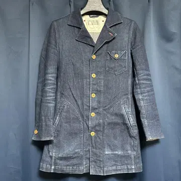 BLUE TORNADO 다크 데님 버튼 코트 자켓