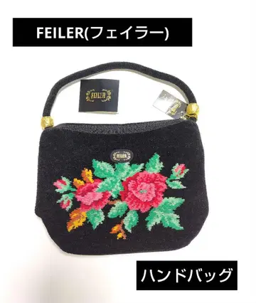 FEILER 꽃무늬 자수 핸드백 블랙