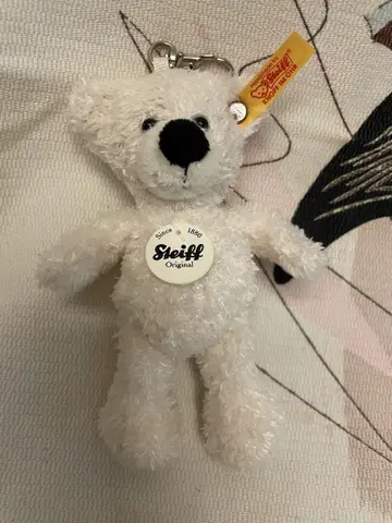 미사용 슈타이프 Steiff 테디베어 키링 화이트 롯데