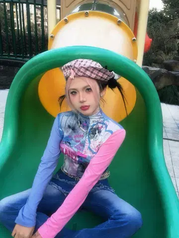 [ Y2K ] 파스텔 원냥 cute 롱 슬리브 셔츠