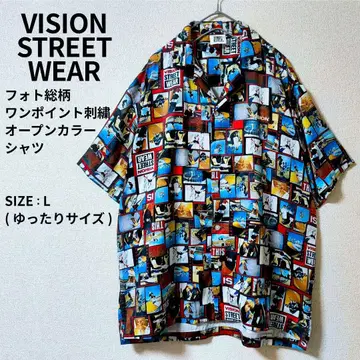 [재열 인기] VISION 사진 올 패턴 원포인트 자수 반팔 셔츠 L