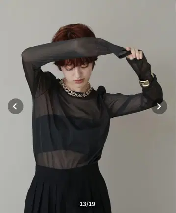 시스루 블랙 긴팔 상의