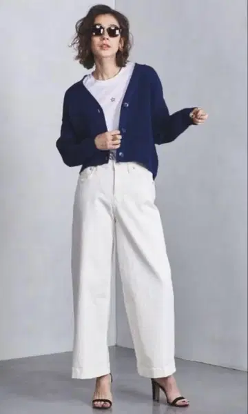 야누크 x 유나이티드 애로우즈 화이트 데님 팬츠