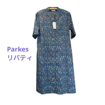 SALE 새상품 Parkes 리버티 프린트 오분 소매 셔츠 원피스 블루