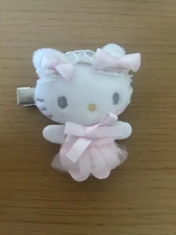 산리오 시크릿 헤어 클립 화이트 고양이 발레리나 키티