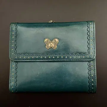 ANNA SUI 안나수이 레트로 3단 폴더형 가마구치 동전 소가죽 지갑
