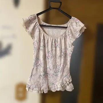 레스트로즈 꽃무늬 프릴 소매 모리걸 페어리 그런지 헤이세이 레이스 핑크