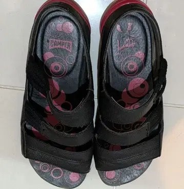 Camper peu black 샌들 블랙/핑크