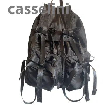 (casselini) 리본 포함 블랙 나일론 백팩