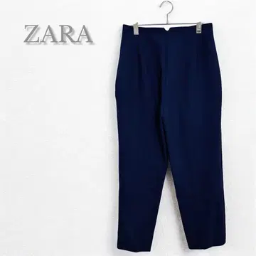 ZARA 자라 테이퍼드 팬츠 하이 웨스트 다크 네이비 오피스 캐주얼