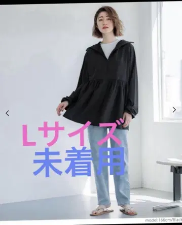 coca UV 컷 개더 후드티 블랙 L 사이즈