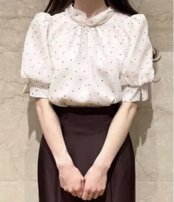 snidel 오간자 시스루 상의 도트