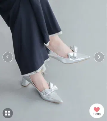 EVOL 리본 포인트 펌프스 실버