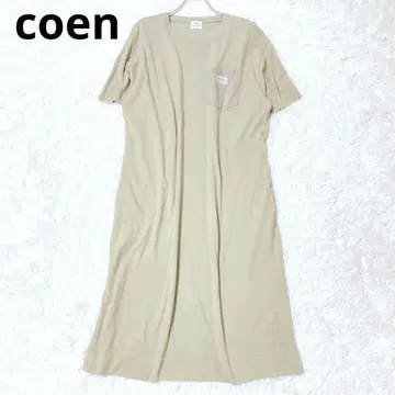 코엔 티셔츠 원피스 반팔 가슴 포켓 캐주얼 심플 카키