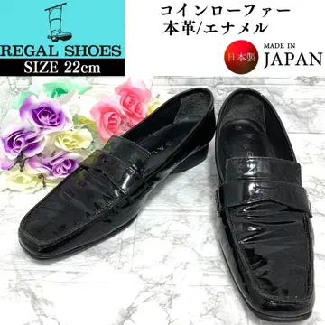 REGAL 코인 로퍼 천연 가죽 에나멜 일본제 블랙 22cm
