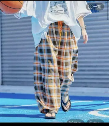 니코앤드 티라 체크 무늬 와이드 팬츠 브라운