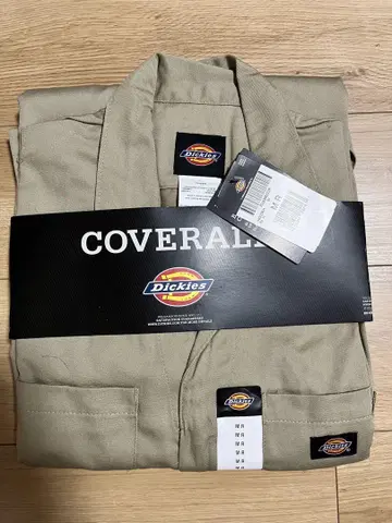 새상품 미사용 Dickies 커버올 멜빵 반팔 M 베이지