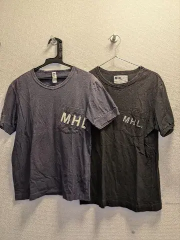 MHL. 포켓 부착 티셔츠 2종 세트 (블랙, 네이비)