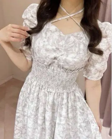 AnMILLE 안미르 플라워 크로스 플레어 OP 원피스 꽃무늬 원피스