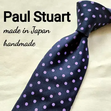 새상품급 Paul Stuart 네이비 퍼플 도트 세련된 넥타이