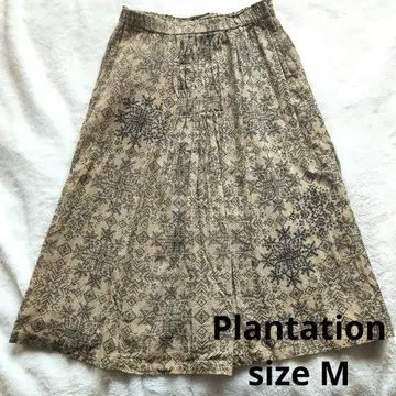 Plantation 크로스 스티치 자수 패턴 롱 스커트 sizeM