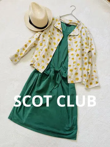 스콧 클럽 허리 리본 프렌치 슬리브 원피스 일본제 녹색 SCOT